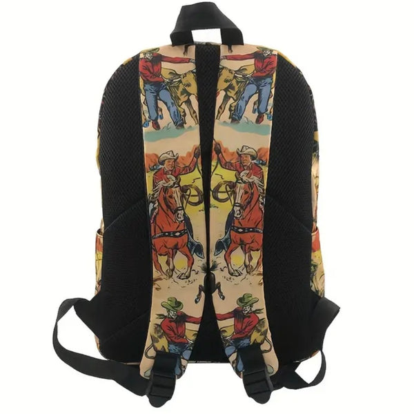 New Retro Western Cowboy Style Backpack Womens Kids Casual Travel School Bag