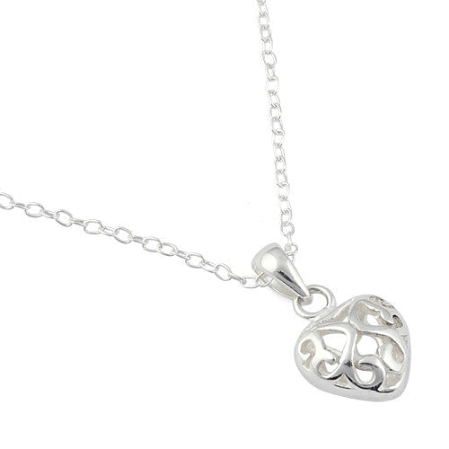 Sterling Silver Curly Heart Necklace