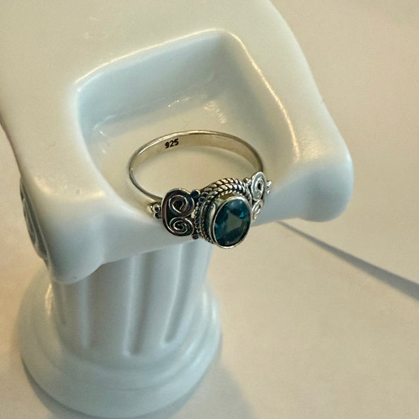 Simple Southwestern 1ct Blue London Topaz 925 Sterling Silver Ring Size 6 New