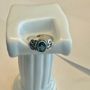 Simple Southwestern 1ct Blue London Topaz 925 Sterling Silver Ring Size 6 New