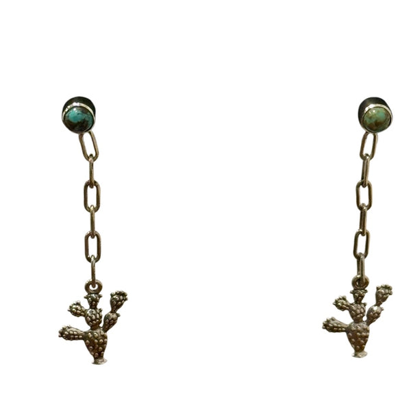 Unique Turquoise Paperclip Dangle Earrings BohoSouthwest Sterling Silver New