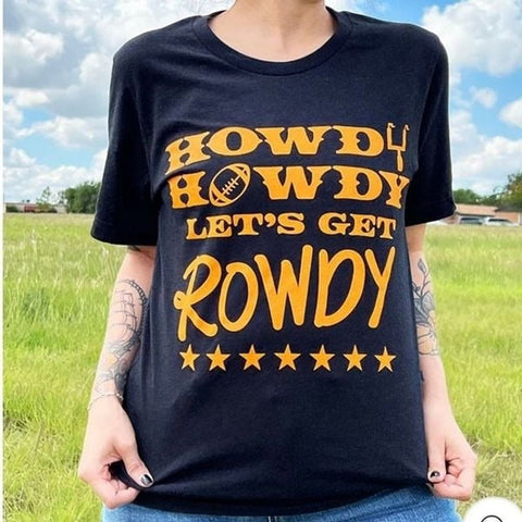 New Howdy Howdy Tee Womens Black Orange Fall Football Size L