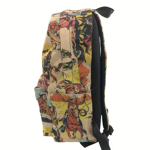 New Retro Western Cowboy Style Backpack Womens Kids Casual Travel School Bag