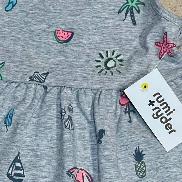 Rumi + Ryder Tropical Print Sundress Girls Casual Pocketed Dress Size 3T New