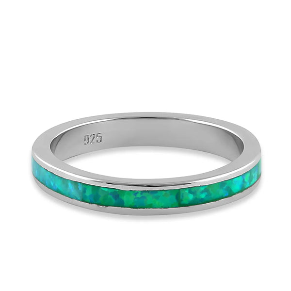 Seamless Green Opal Sterling Silver Ring Size 6 New