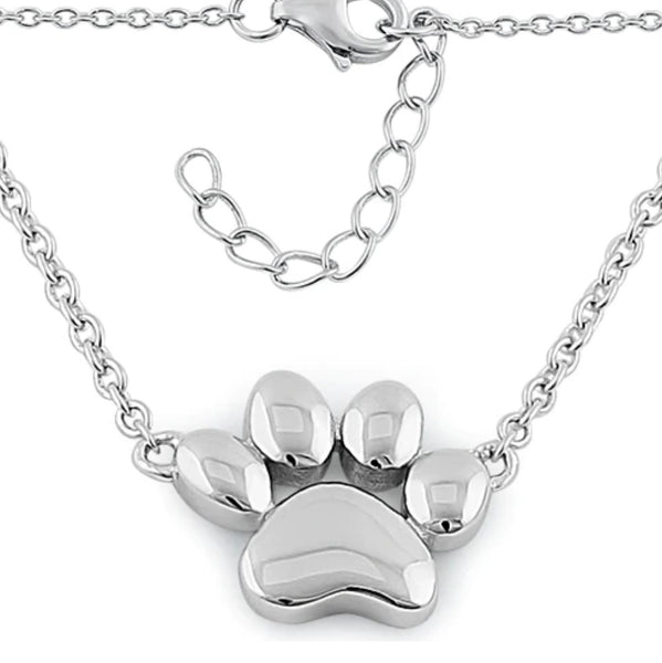 Sterling Silver Paw Necklace Casual Boho Dog Cat Lover Pendant Jewelry New