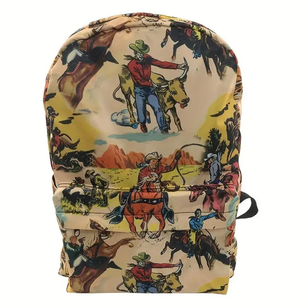 New Retro Western Cowboy Style Backpack Womens Kids Casual Travel School Bag