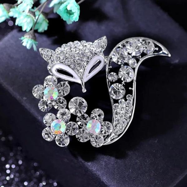 Fox Crystal Brooch Womens Casual Boho Rhinestone Pin Jewelry Accessory New