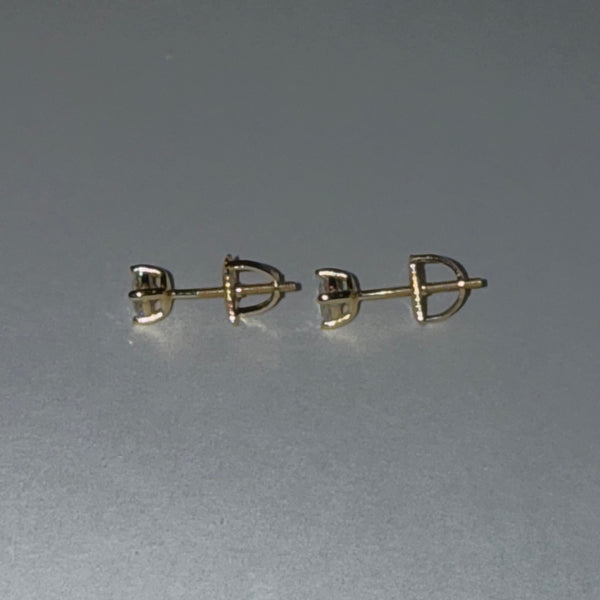 Stunning 4mm Moissanite Round Screw Back 14k Gold Solitaire Stud Earrings