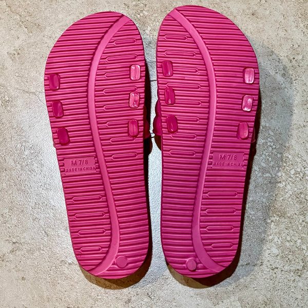 Hot Pink Water Resistant Sandals Womens Casual Lightweight Slides Size 7/8 New