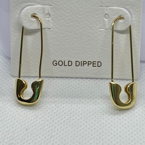 Gold Plated Safety Pin Earrings Womens Boho Fashion Jewelry Accessory New