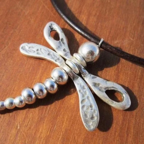 Dragonfly Style Metal Pendant Necklace for Women Fashion Boho Leather Choker New