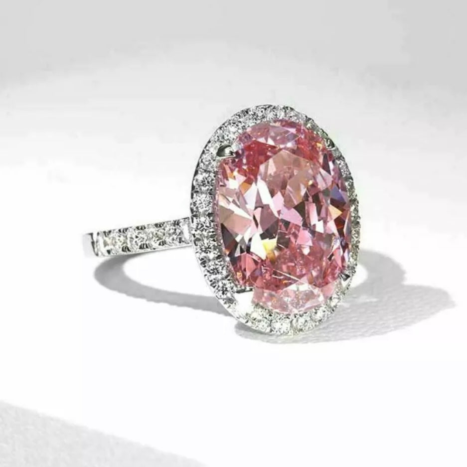 Stunning 5ct Pink Ice Sterling Silver Ring Size 6 Womens Statement Accessory New