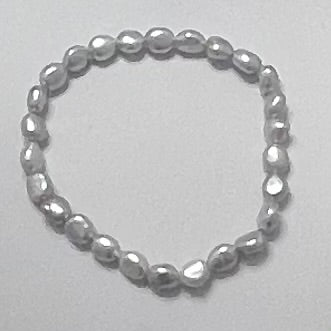 Silver Freshwater Pearl Bracelet Womens Classic Flexible Stretch Vintage Jewelry