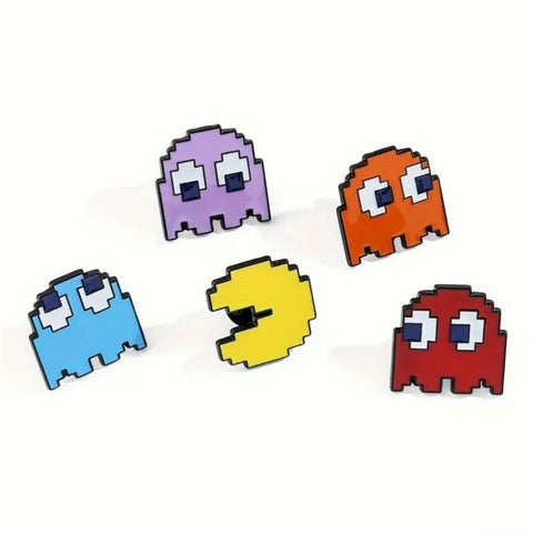 Set Of 5 Vintage Style Pac Man Pins