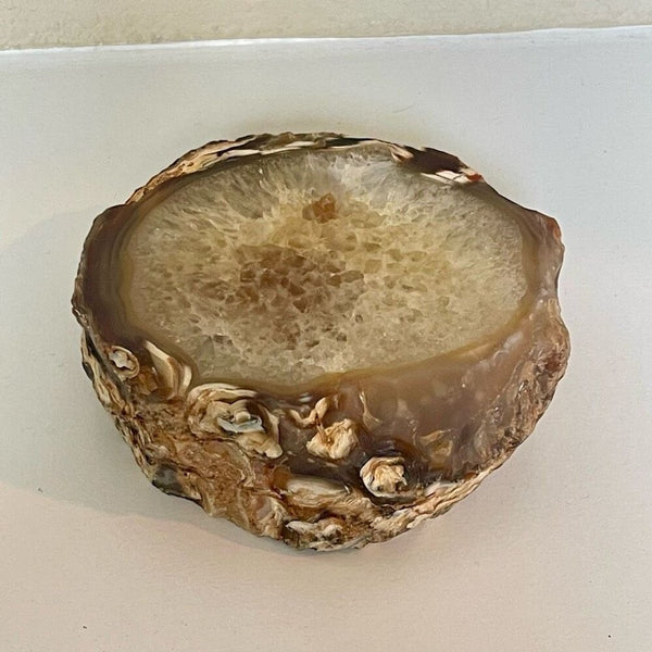 Large Vintage Brown Stone Agate Geode Crystal Polished