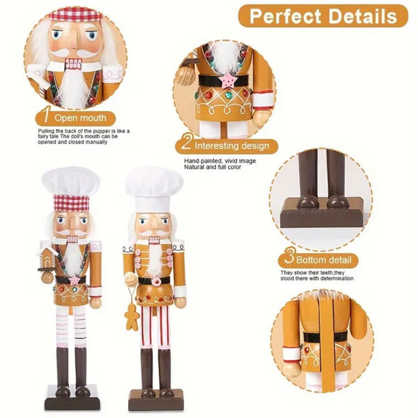 Baker Santa Wood Nutcracker 15” Women Kids Christmas Home Decor New