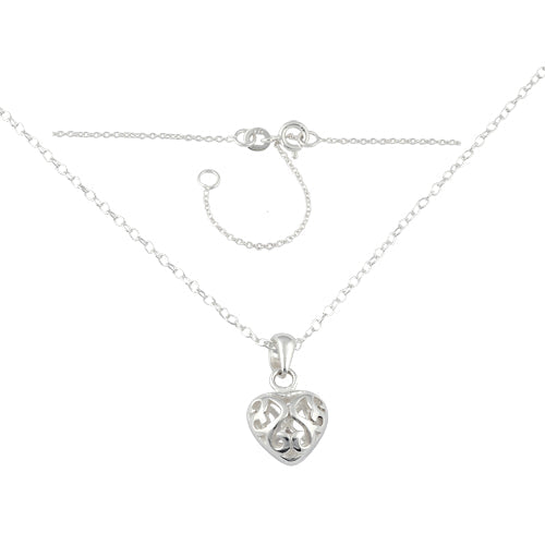 Sterling Silver Curly Heart Necklace