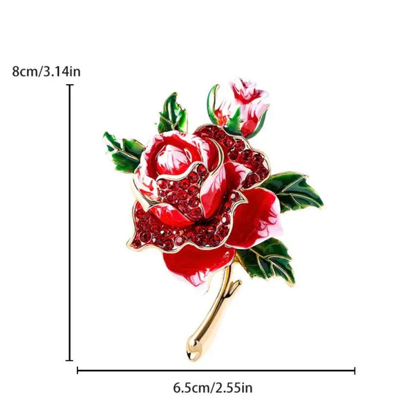 Crystal Rhinestone Rose Brooch Womens Enamel Fashion Floral Pin New