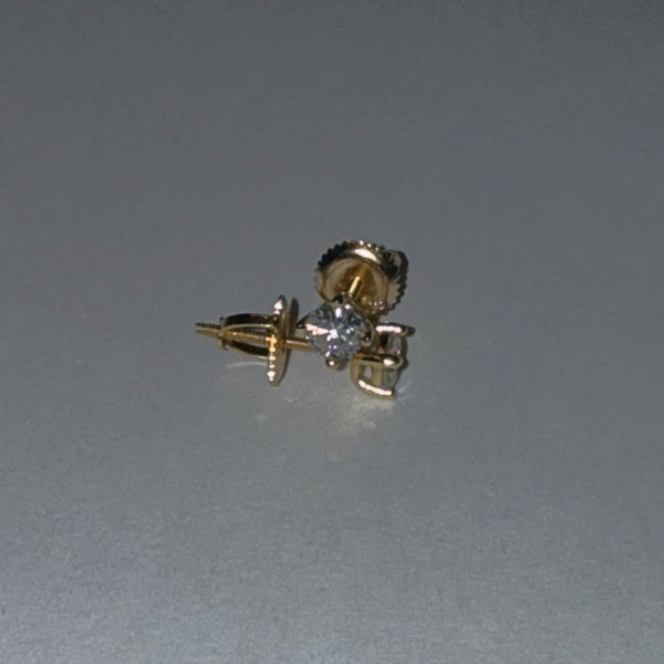 Stunning 4mm Moissanite Round Screw Back 14k Gold Solitaire Stud Earrings