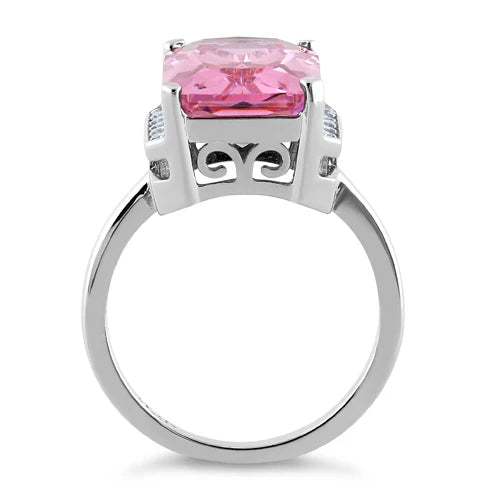 Sterling Silver Pink Radiant Cut CZ Ring New