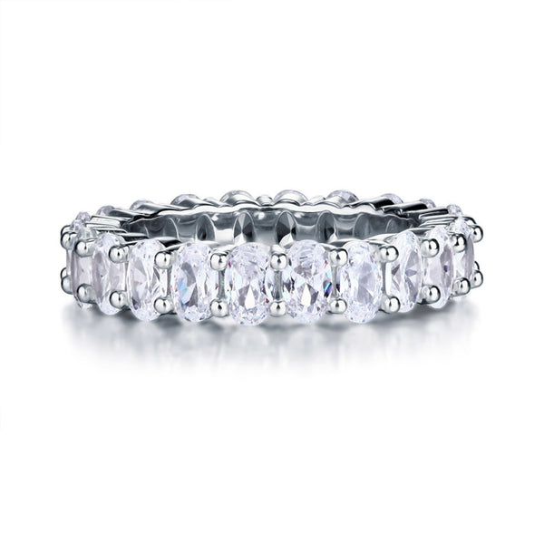 Sterling Silver Crystal Eternity Ring Womens Vintage 5mm Sparkle Jewelry New 6