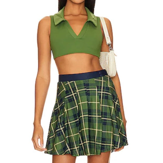 Plaid Tennis Skort Womens S Casual Skirt In Court Green Multi WeWoreWhat New