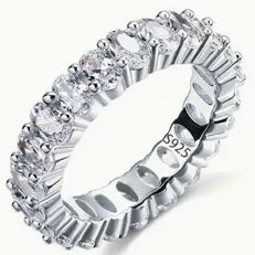 Sterling Silver Crystal Eternity Ring Womens Vintage 5mm Sparkle Jewelry New 6