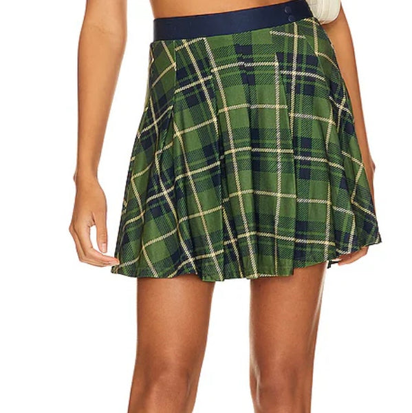 Plaid Tennis Skort Womens S Casual Skirt In Court Green Multi WeWoreWhat New