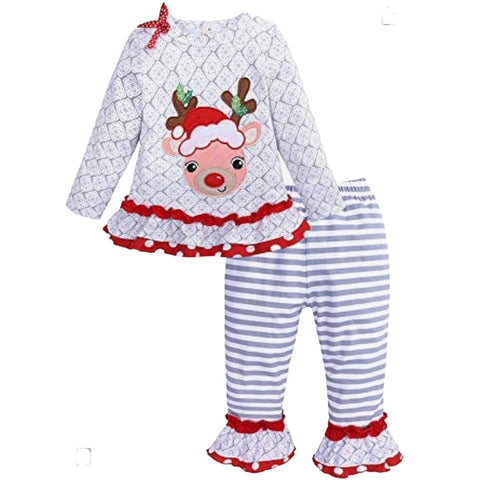 Girls Reindeer Ruffle Set