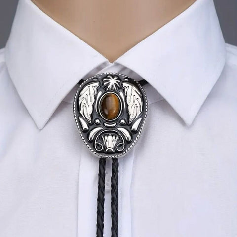 New Vintage Style Bolo Tie Western Leaf Design Rustic