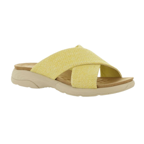 NEW Easy Spirit Womens Taite 2 Yellow Woven Slip On Comfort Slide Sandals Size 9