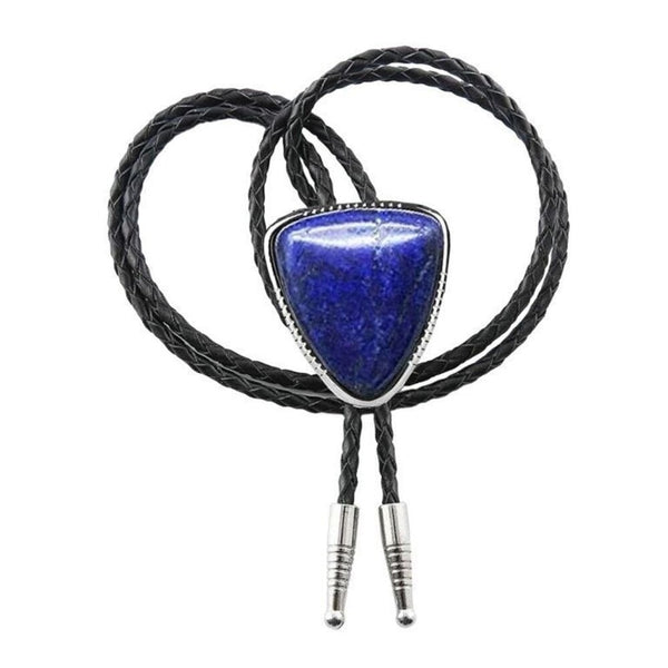 Triangle Blue Agate Stone Bolo Tie Mens Casual Western