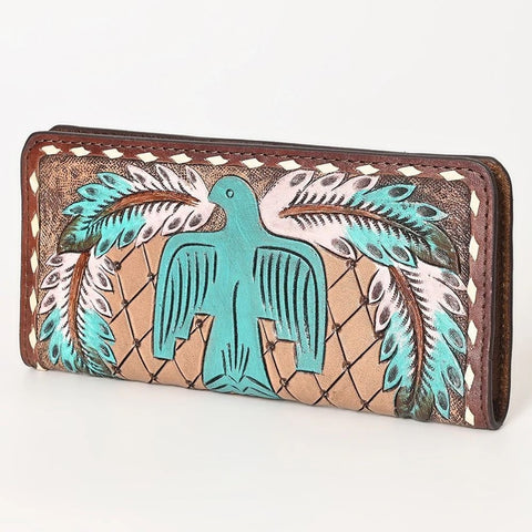 Genuine Leather Western Thunderbird Wallet Hand Tooled New