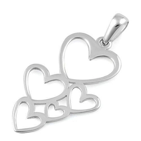 New Sterling Silver Floating Hearts Pendant For Necklace