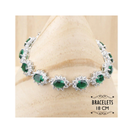 Green Zircon 925 Silver Bracelet