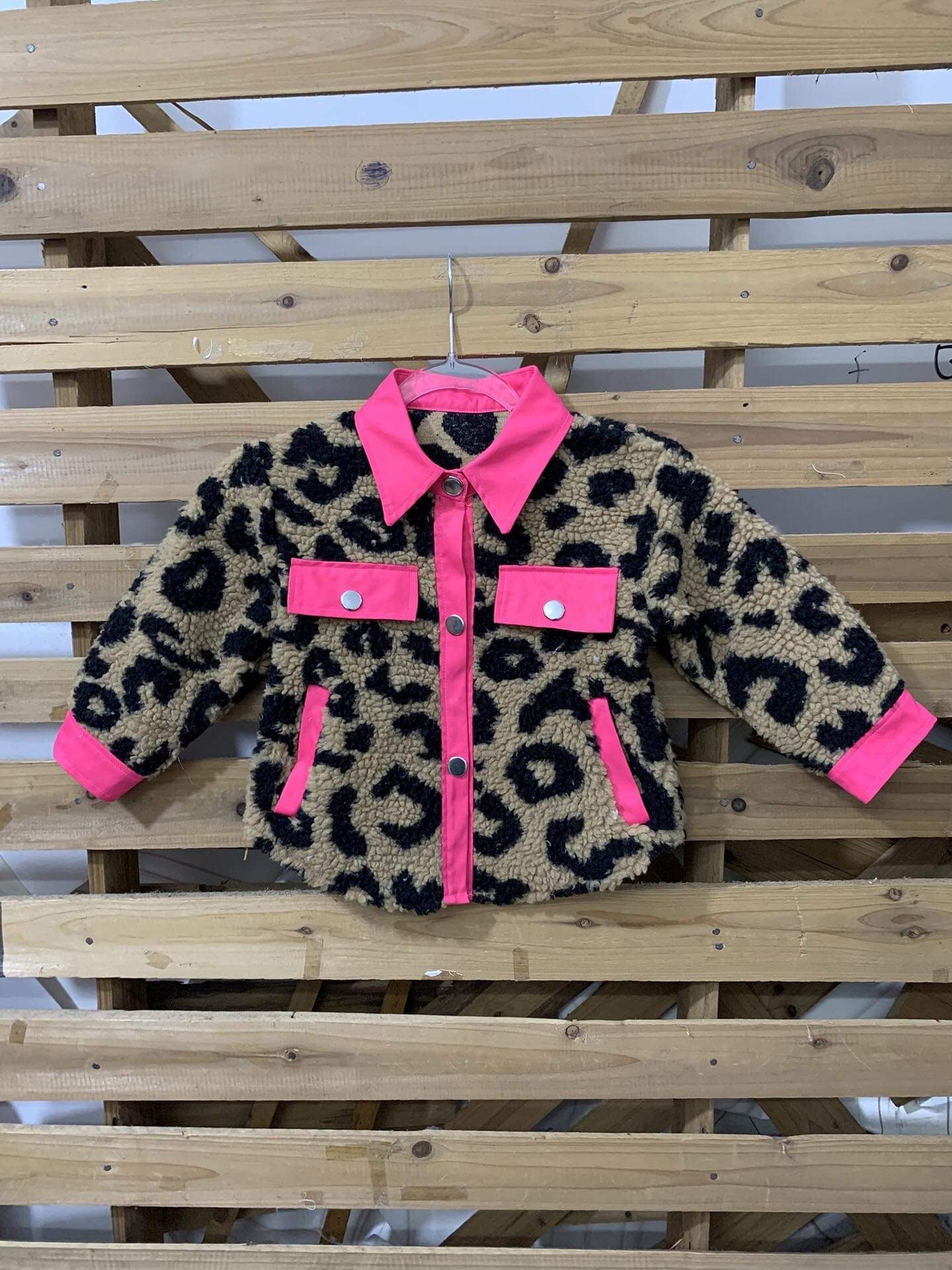 Girls Leopard Pink Sherpa